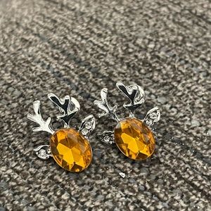 Yellow reindeer earrings